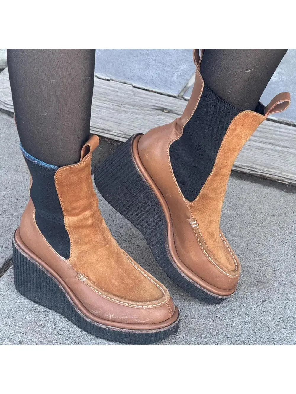 Rag & Bone Leather Platform Wedge Chelsea Boots 8.5 - Picture 1 of 6